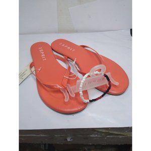 ESPRIT PARTY E2 FLIP FLOP SANDAL SHOE FLAT CORAL Women Size 6 w/ Anklet